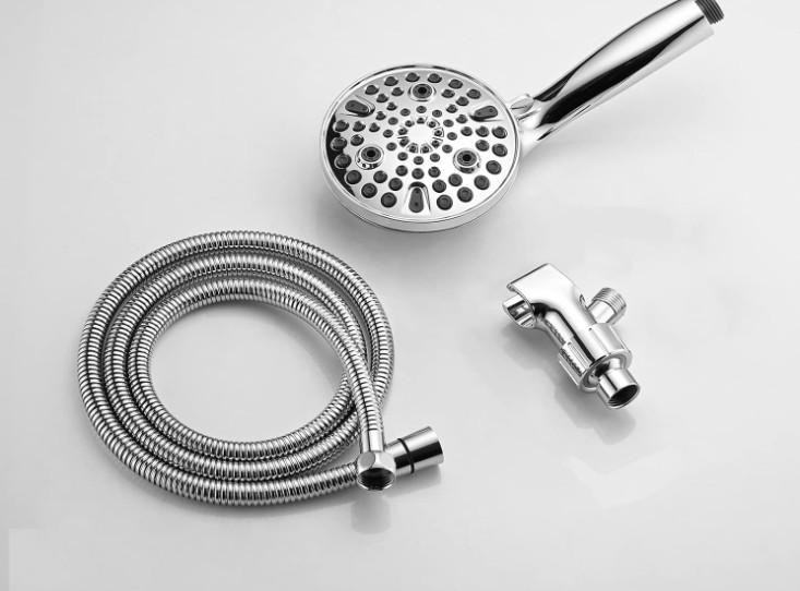 High Pressure 10 Setting Handheld Shower Head, 5" Detachable Showerhead Spray Built-in Power Wash to Clean Tub, Tile & Pets, 79" Extra Long Stainless Steel Hose, Adjustable Bracket - Chrome