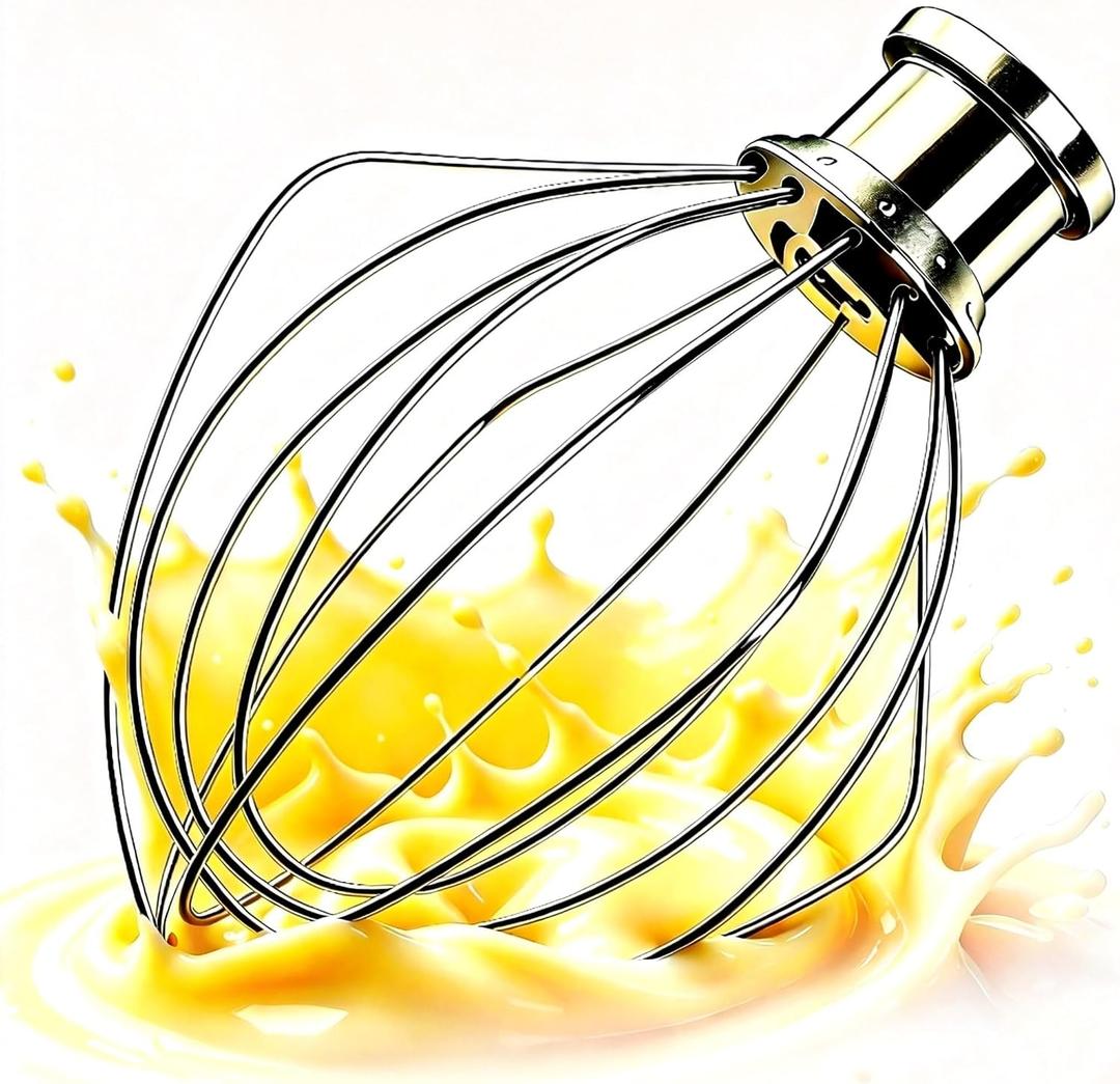 K45WW whisk attachment for kitchenaid mixer, compatible with kitchen aid - 4.5 & 5 Qt Full Stainless Steel 6-Wire Whip, Tilt-Head Mixer Replacement Part, Dishwasher Safe