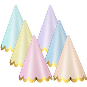 Panitay 40 Pcs Colorful Mini Small Party Hats for Stuffed Animals Paper Cone Tiny Birthday Hats Games Accessories(Scalloped Edge Style)