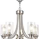 NA 5 Light Clear Glass Shade Modern Chandeliers Brushed Nickel Dining Room Lighting Fixtures Ceiling Hanging Pendant Lighting for Foyer Bedroom Kitchen Living Room