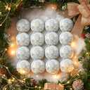 HyDren 16 Pcs 3.15" Sliver Christmas Ball Ornaments Rustic Rhinestones Foam Balls Shatterproof Christmas Tree Decorations Xmas Hanging Balls Set for Wedding Party Holiday Decorations