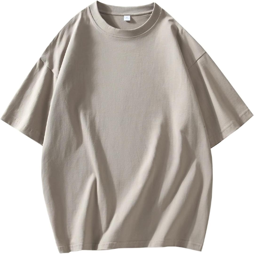 ATOFY Men's Oversized T-Shirts Cotton Unisex Crew Neck Heavyweight Loose Fit Short Sleeve Shirt Classic Soft Tees, XXL