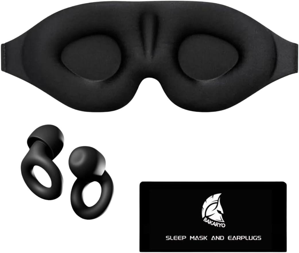 Sleep Mask with Noise Canceling Earplugs | Soft Sleep Mask and Earplugs for Good Sleep, Snoring, Travel, Study, Meditation.