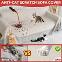 Living Room High Stretch Sofa Cover Pets Dogs Friendly, Cat Scratch Furniture Protector - Anti-Slip, Waterproof Sofa Cover to Keep Cats Off, Anti-Scratch Couch Cover for Pets and Kids 150"X91"Khaki