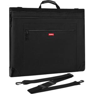 Nicpro Light Weight Art Portfolio Bag, 18x24 Black Art Canvas Portfolio Case with Detachable Shoulder Strap, Leather Corners, Carrying Storage Case for Artwork, Poster, Sketching, and Drawing