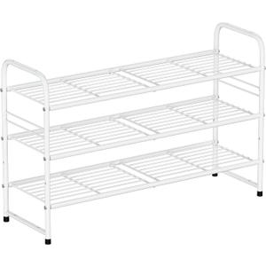 SUFAUY 3-Tier Shoe Rack, Closet Metal 33" Wide Shoe Rack Organizer Heavy Duty, Stackable, White