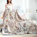 Boho Throw Blanket for Bed 100% Cotton Ultra Soft Rustic Quilt Floral Farmhouse Decor Bed Spring Blanket,80"x90" All Season Rustic Throw for Sofa Couch Chair