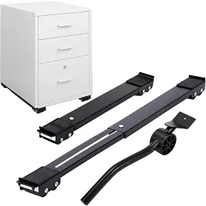 Lasnten Adjustable File Caddy Wheel Dolly with Metal Lifters 18.1 to 28.1 Inch Mobile File Cabinet Rollers Folder Racks Heavy Duty for Letter Legal Size Cabinet Office Home Mover Tool with Wheels