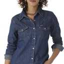 Wrangler Women's Retro Long Sleeve Western Denim Snap Shirt (X-Large)