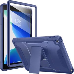 Soke Case for iPad 9th/8th/7th Generation 10.2-Inch (2021/2020/2019 Release), with Built-in Screen Protector and Kickstand, Rugged Full Body Protective Cover for Apple iPad 10.2 Inch - Navy