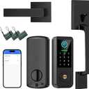 Fingerprint Smart Door Lock with Handle Set, Keyless Entry Door Lock with Keypad,5-in-1 Deadbolt,Bluetooth Deadbolt with Auto Lock,Black