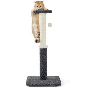 Lesure 34" Tall Cat Scratching Post - Highly Resistant Carpet Scratch Post, Premium Sisal Rope Scratch Posts Kitten and Adult Cats, Sturdy Large Scratch Pole with Hanging Ball, Grey (15.7x15.7x34, Charcoal Gray)