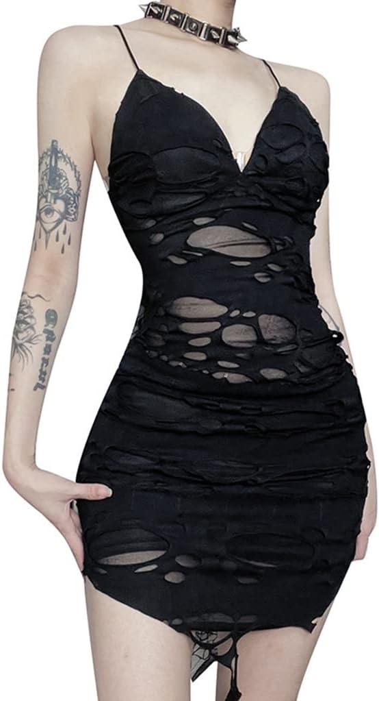 Goth Dress for Teen Girls Juniors Or Women for Cocktail Evening Party (Small, Black 7)
