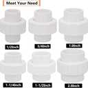 2 Pack 2" PVC Union Coupling Pipe Fitting (Socket x Socket) 2 Inch PVC Slip Union PVC Adapter Coupling Schedule 40, EPDM O-Ring, White