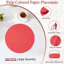 SHACOS 100 pcs Christmas Disposable Round Paper Placemats 13 inch Colored Paper Place Mats for Wedding Birthday Party Bridal Baby Shower Table Decoration, Red