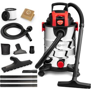 Shop-Vac 6.5 Gallon 4.0 HP Wet/Dry Vacuum with Blower Function, Stainless Steel Tank, Portable Shop Vacuum with Wheels, Includes Filters, Hose & Accessories, Ideal for Garage and Workshop