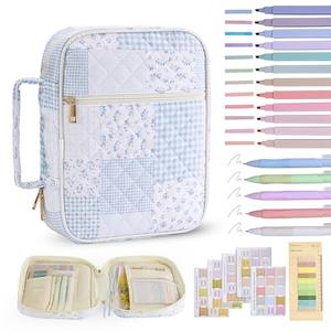 PPeen Bible Cover Case for Women Large Bible Cover Bag Quilted Bible Carrying Case for Girls Bible Study Supplies Accessories Christian Gifts for Women (Blue Gingham, Large)