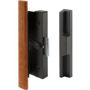 Prime-Line C 1126 Black Diecast Sliding Door Handle with Wood Handle, (Single Pack)