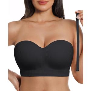 SHAPELLX Strapless Bras for Women Seamless Wireless Bandeau Bra Padded Tube Bra Non-Slip Convertible Bralette, XL