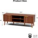LCRBOL TV Stand for Living Room, Mid Century Modern Entertainment Center for 55/60 inch TVs, TV Console with Fluted Door Cabinets and Open Shelves, for Bedroom, Walnut, 54.3 inches x 15.35 inches x 19.68 inches