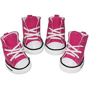 BESUNTEK Pet Dog Shoes, Puppy Canvas Sport Shoes Sneaker Boots, Non Slip Causal Shoes Dog & Cat Paw Protective Cover for Outdoor Walking, Sports and Hot Pavement, 4pcs (#8)