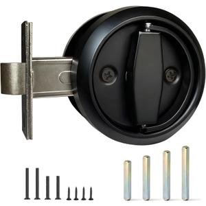 1 Pack Low Profile Door Knob for Space Saving, 2 3/8" Anti-Bump Flush Interior Door Handle for Narrow Spaces, Hidden Recessed Cup Flat Door Lock for RV, Closet and Tight Clearance(Black)