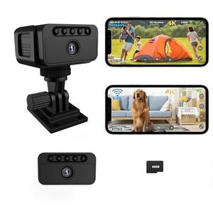 Bextgoo Spy Camera, No WiFi Security Camera with 3 Modes (WiFi/AP Hotspot/Offline), 4K Mini Wireless Small Cameras, Built-in 64GB TF Card, Night Vision, Motion Detection, for Pet/Home/Indoor/Outdoor