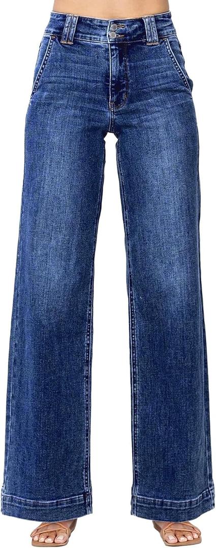 Astylish Women's High Waisted Wide Leg Straight Jeans (10)