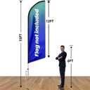 Feather Flag Pole Kit Fits 12FT Swooper Flags, 15FT Tall Aluminum Flagpole Set with Heavy Duty Ground Spike for Business Advertising Flags Custom Feather Flag (No Flag Included)