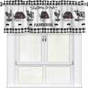 Giwawa Farmhouse Barn Curtain Valance for Kitchen Living Room Cow Rooster Blackout Rod Pocket Home Decoration Window Treatment Valance, 54" x 18"