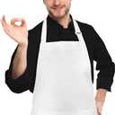 NLUS White Chef Hat and Apron, Adjustable Chef Costume Set, Kitchen Cooking Baking Apron with 2 Pockets for Men and Women