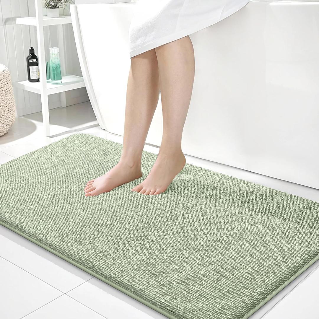 OLANLY Thick Memory Foam Large Bathroom Rugs 40x24, Extra Soft Absorbent Bath Rug, Quick Dry Bath Mat, Non-Slip, Machine Washable Mats for Bathroom, Tub and Shower, Home Decor Accessories, Sage Green