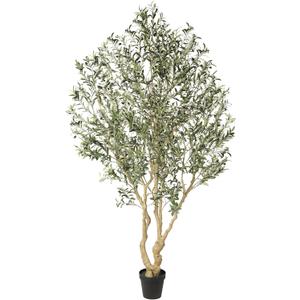 Realead Artificial Olive Tree 8ft - Large Faux Olive Tree with Realistic Leaves and Olives - Full and Grand Design Fake Olive Tree with Sturdy Base for Indoor Outdoor Office Decor