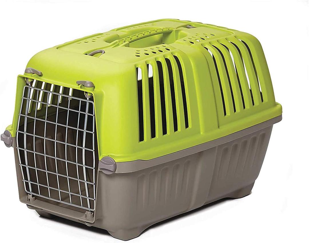 MidWest Homes for Pets Spree Travel Carrier Hard-Sided Dog & Cat Carrier, Small Pet Travel Crate with Handle, Ventilated Design, Easy Assembly, 22-Inch, Green