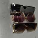 Frienda 3 Pieces Oversized Square Sunglasses for Women Trendy Fashion Rimless Frame Glasses Transparent Eyewear (Gray, Silver, Brown)