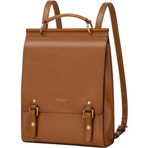 Cnoles Leather Backpack Purse For Women Fashion Ladies Vintage Bags Casual College Travel Backpacks bag Orange (25 x 9.5 x 33.5)