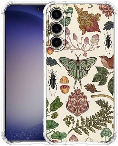 hendicow Case for Samsung Galaxy S23 with Botanical Art Design,Aesthetic Vintage Cottagecore Mushroom Moth Pattern,Trendy Soft TPU Bumper Phone Cover,6.1"(Moth,S23)
