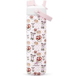 POWCAN 26 oz Insulated Water Bottle with 2-in-1 Straw and Spout Lid, Keep Cold 24H, Leak-Proof, Fits in Car Cup Holder, Stainless Steel Water Bottle for Sports, Travel, Gym, and School (Mushie Belle)