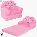 MOONBEEKI Kids Couch Fold Out, Foldable Princess Chair for Toddlers 1-3, Kids Furniture for Playroom, Gift for Birthday Christmas and Halloween（Pink）