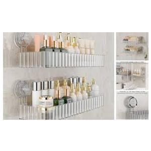 Shower Caddy,Suction Bathroom Shower Organizer for Bathroom Storage & Home Decor & Kitchen,No Drilling,Large Capacity,Removable and Reusable,Shower Shelves for Inside Shower. (clear, square)