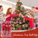 Christmas Ornaments Balls - 30PCS 2.4 Inch Shatterproof Plastic Christmas Balls Sets, Red Small Christmas Tree Ball Hanging Ornaments for Holiday Wreath Party Christmas Tree Decor (F)