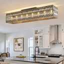 Garwarm 48 Inch Crystal Chandelier, 8-Light Rectangular Ceiling Light
