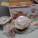 M MELENTA Pots and Pans Set Ultra Nonstick, Pre-Installed 11pcs Cookware Set Copper with Ceramic Coating, Stay cool handle & Nylon Kitchen Utensils, Gas/Induction Compatible, 100% PFOA Free