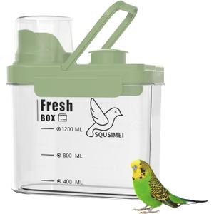 3 Qt/2.8 L Bird Seed Storage Container, Pet Food Container(1.6L, Green) | Good Sealing Performance, Portable Handle, with Measuring Cup/Lid, Desiccant Can Be Placed on the Top, BPA Free