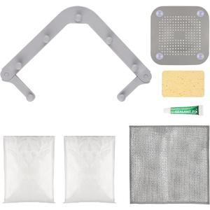 Kitchen Sink Triangle Tri-Holder Corner Sink Filter Net, Sink Drain Strainer with a Triangular Gray Rack and 100pcs Disposable Mesh Sink Strainer Bags for Collecting Kitchen Waste Leftover