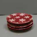 Primitives by Kathy Dinner Plate - 4 red stoneware plate featuring white snowflake pattern