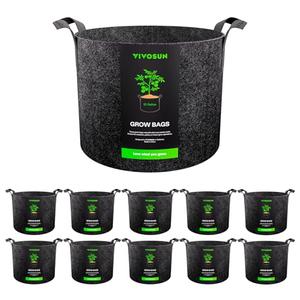 VIVOSUN 10-Pack 15 Gallon Grow Bags, Reinforced Planter Fabric Pots for Gardening Black