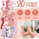 Bencailor 20 Pairs Girls Cartoon Pattern Crew Socks Cute Patterns Ruffle Crew Cotton Cute Socks for Kids Toddler Girls (XS)