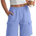 Yooo's Vivi Girls Bermuda Cargo Shorts, Light Blue, 11-12 Years