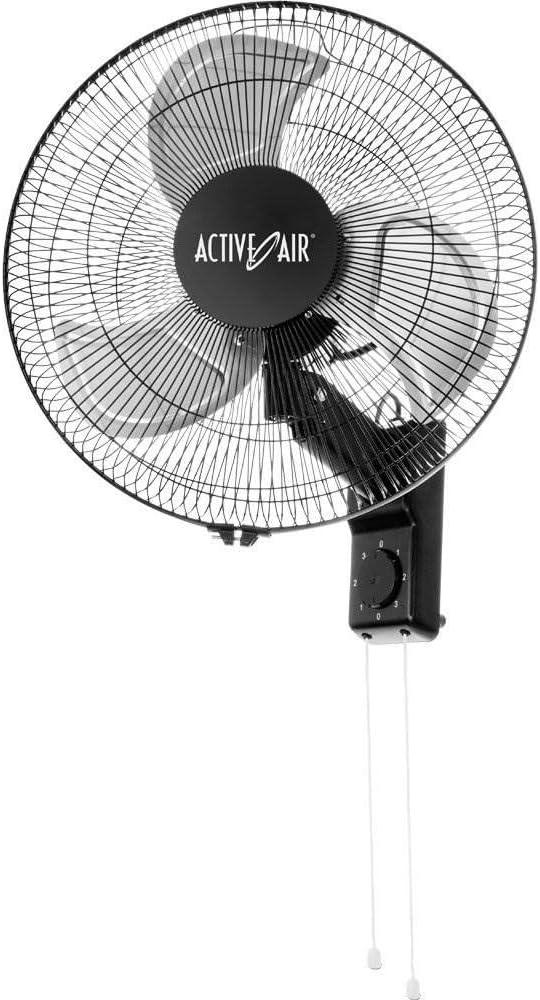 Hydrofarm ACFW16HDB Active Air 16" Whisper Quiet Heavy Duty Wall Mount Fan, Black